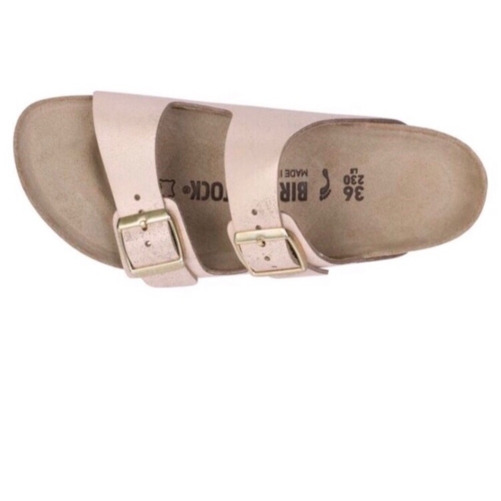 Birkenstock Arizona washed metallic rose gold